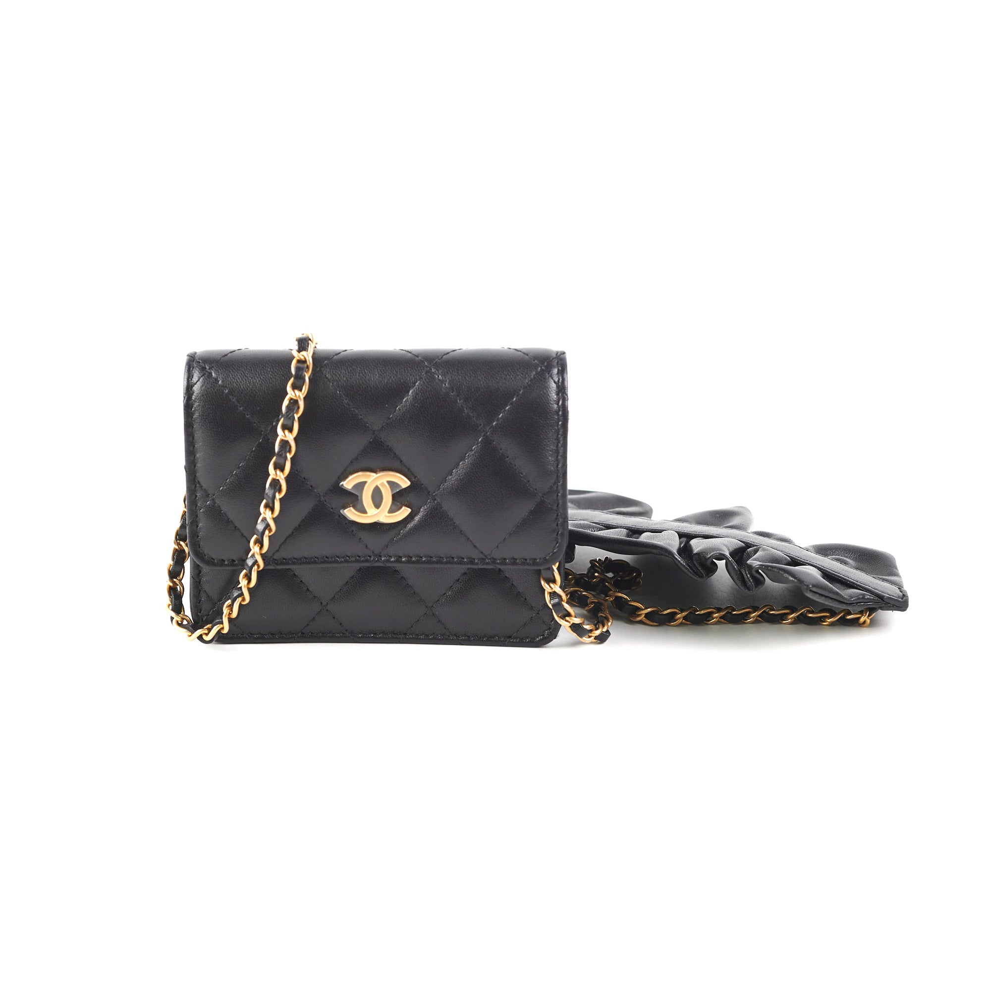 Chanel About Pearls Flap Card Holder with Chain Quilted Calfskin   triobrianhub