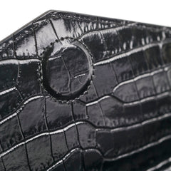 Saint Laurent Uptown Pouch Black Croc Embossed Clutch