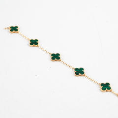 Van Cleef and Arpels 5 Motif Malachite Bracelet