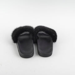 Givenchy Black Fur Slides Size 36