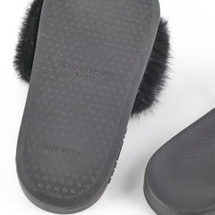 Givenchy Black Fur Slides Size 36