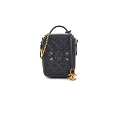 Chanel Caviar CC Filigree Vertical Vanity Case Bag Black