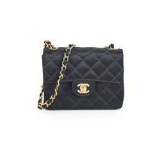 Chanel Mini Square Flap Satin Black- Series 7