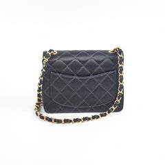 Chanel Mini Square Flap Satin Black- Series 7