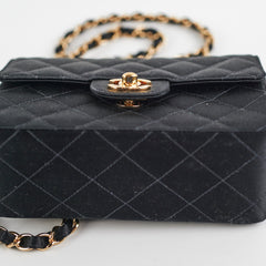 Chanel Mini Square Flap Satin Black- Series 7