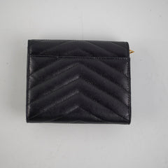 Saint Laurent Trifold Compact Leather Wallet Black