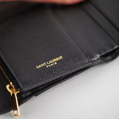 Saint Laurent Trifold Compact Leather Wallet Black