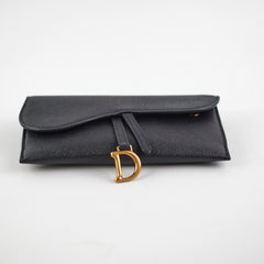 Christian Dior Saddle Wallet with Chain Black