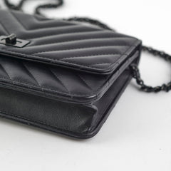 Chanel Chevron Reissue WOC Lambskin Wallet On Chain Black