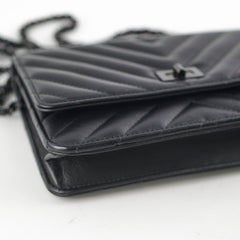 Chanel Chevron Reissue WOC Lambskin Wallet On Chain Black