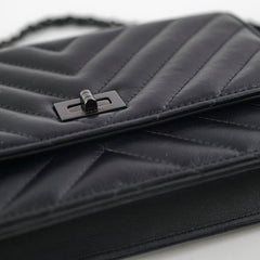 Chanel Chevron Reissue WOC Lambskin Wallet On Chain Black
