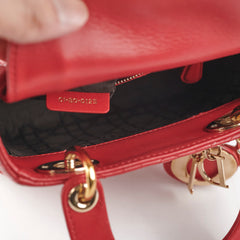 Christian Dior Lady Dior Mini Lambskin Red