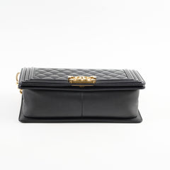 Chanel Old Medium Boy Bag Black Patent