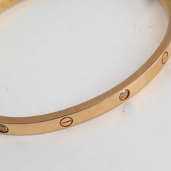 Cartier Love Bracelet Rose Gold Diamonds Small Model Size 16