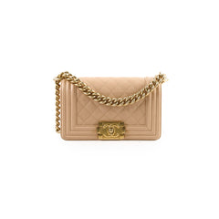 Chanel Small Boy Bag Caviar Beige