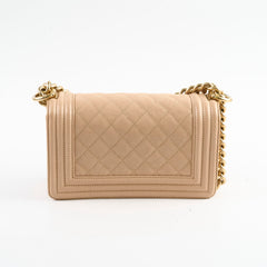 Chanel Small Boy Bag Caviar Beige