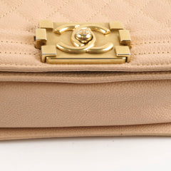 Chanel Small Boy Bag Caviar Beige