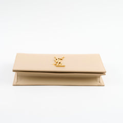 Saint Laurent Beige Clutch Grained Calfskin