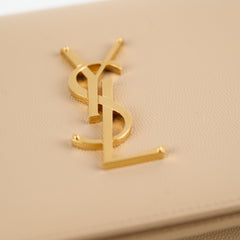 Saint Laurent Beige Clutch Grained Calfskin