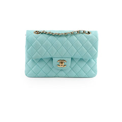 Chanel Small Classic Double Flap Bag Caviar Tiffany Blue 2019