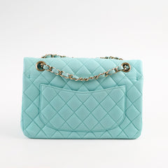 Chanel Small Classic Double Flap Bag Caviar Tiffany Blue 2019