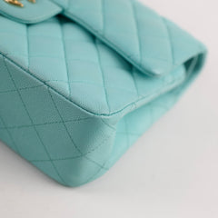 Chanel Small Classic Double Flap Bag Caviar Tiffany Blue 2019