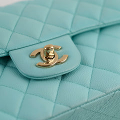 Chanel Small Classic Double Flap Bag Caviar Tiffany Blue 2019