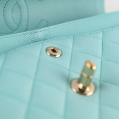 Chanel Small Classic Double Flap Bag Caviar Tiffany Blue 2019