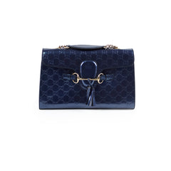 Gucci Patent Guccissima Emily Medium Blue