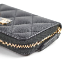 Chanel Caviar Zipper Card Holder Black