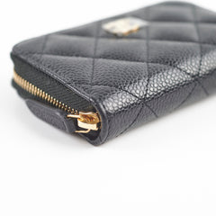 Chanel Caviar Zipper Card Holder Black