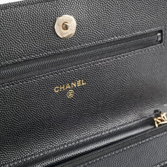 Chanel Caviar Wallet On Chain WOC Black Microchipped