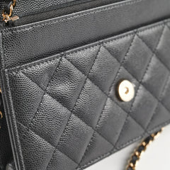 Chanel Caviar Wallet On Chain WOC Black Microchipped