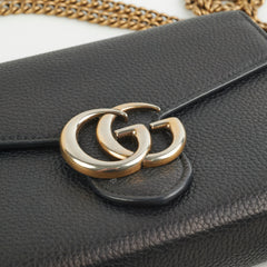 Gucci Marmont Black Leather Wallet On Chain WOC