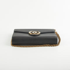 Gucci Marmont Black Leather Wallet On Chain WOC