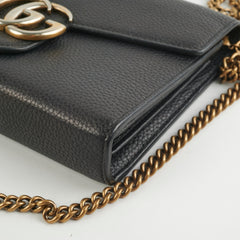 Gucci Marmont Black Leather Wallet On Chain WOC