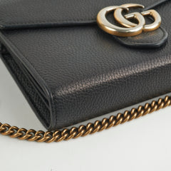 Gucci Marmont Black Leather Wallet On Chain WOC