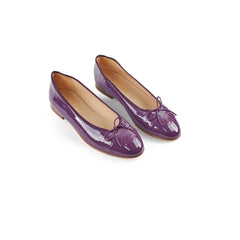 Chanel Purple Patent Leather Bow Ballet Flats 40C