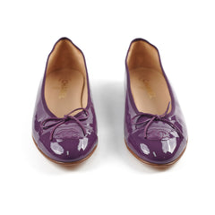 Chanel Purple Patent Leather Bow Ballet Flats 40C