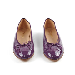 Chanel Purple Patent Leather Bow Ballet Flats 40C