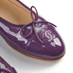 Chanel Purple Patent Leather Bow Ballet Flats 40C