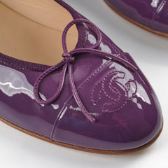 Chanel Purple Patent Leather Bow Ballet Flats 40C