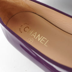 Chanel Purple Patent Leather Bow Ballet Flats 40C