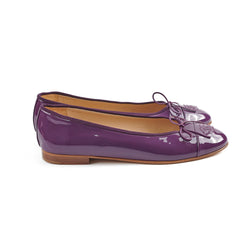 Chanel Purple Patent Leather Bow Ballet Flats 40C