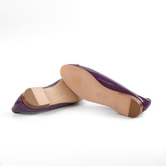 Chanel Purple Patent Leather Bow Ballet Flats 40C