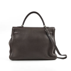 Hermes Kelly 35 Clemence Chocolate Square O Stamp