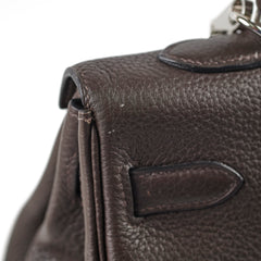 Hermes Kelly 35 Clemence Chocolate Square O Stamp