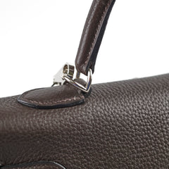 Hermes Kelly 35 Clemence Chocolate Square O Stamp