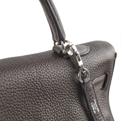 Hermes Kelly 35 Clemence Chocolate Square O Stamp