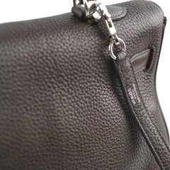 Hermes Kelly 35 Clemence Chocolate Square O Stamp